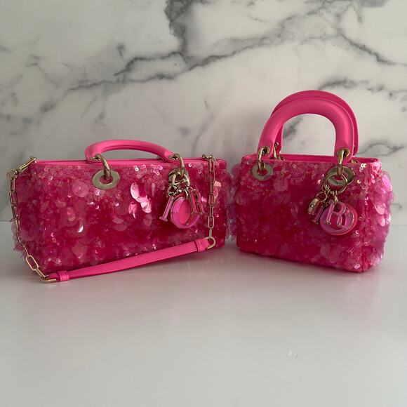 Dior Barbie Pink Sequin D-joy Bag Small Size - Picture 13 of 13